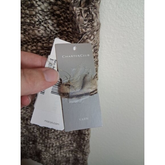 NWT Charter Club Sweater Vest Full Zip Faux Fur Winter Y2K Brown Size 0X (Large) - Picture 7 of 7